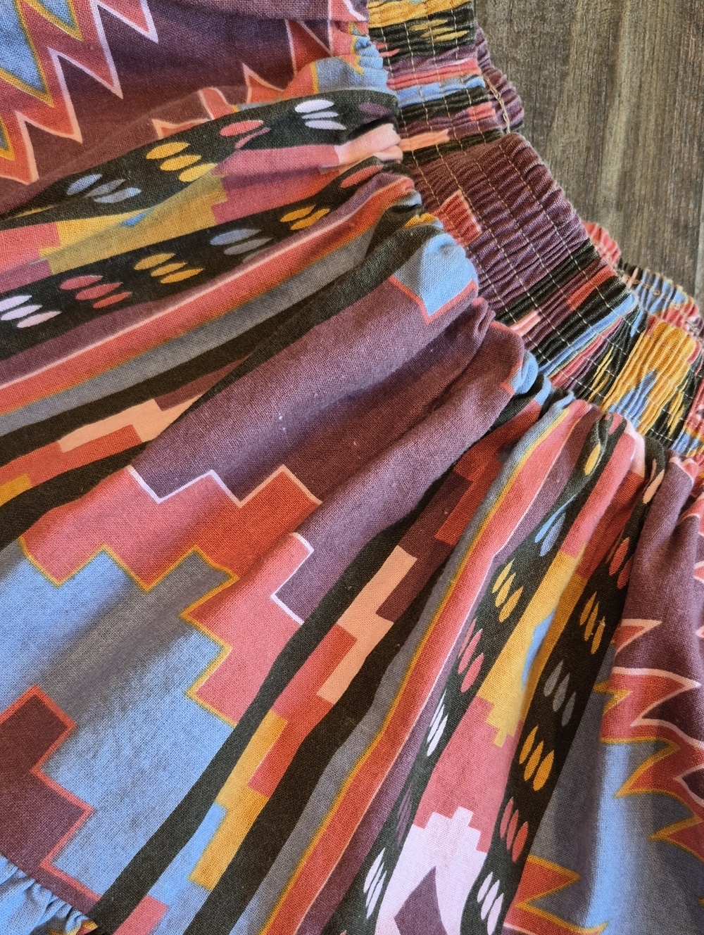 XXS-M Vtg Rockmount Ranch Wear Aztec Print Tiered Elastic Waist Midi Skirt - Picture 15 of 15